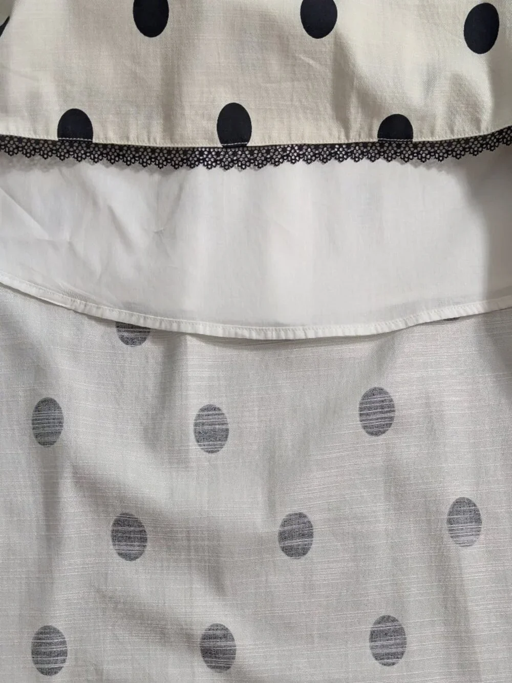 A New Day Lace Trim Cream Polka Dots Midi Dress Size S - Picture 10 of 12